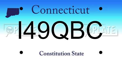 I49QBC Connecticut License Plate