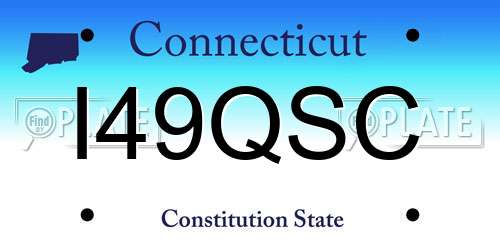 I49QSC Connecticut License Plate