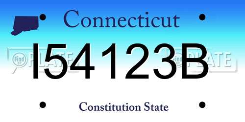I54123B Connecticut License Plate