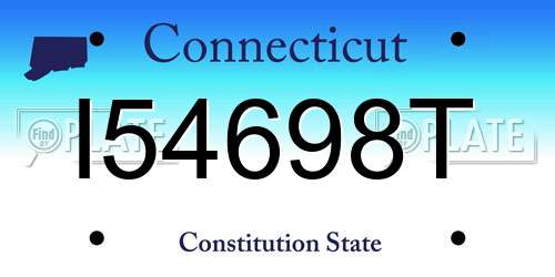 I54698T Connecticut License Plate