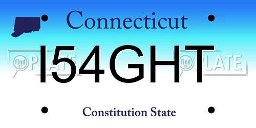 I54GHT Connecticut License Plate
