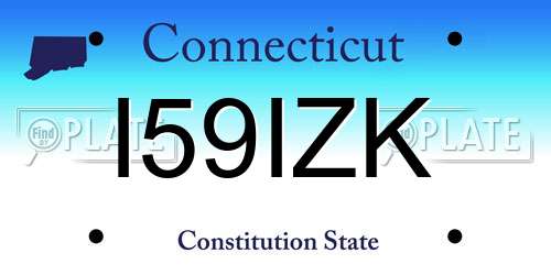 I59IZK Connecticut License Plate