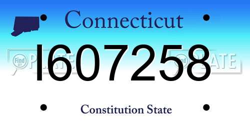 I607258 Connecticut License Plate