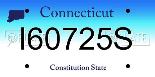 I60725S Connecticut License Plate