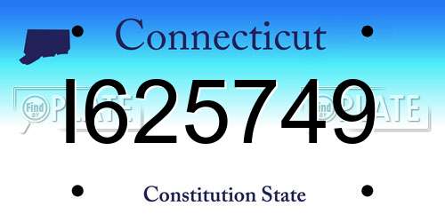 I625749 Connecticut License Plate