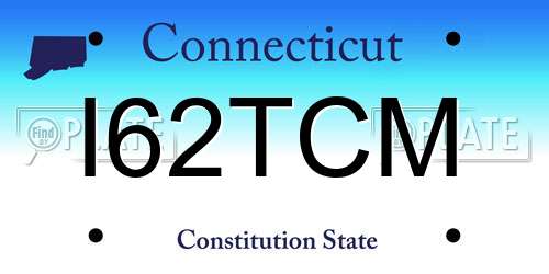 I62TCM Connecticut License Plate