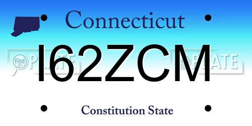 I62ZCM Connecticut License Plate