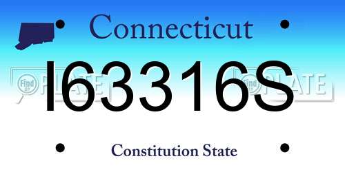 I63316S Connecticut License Plate
