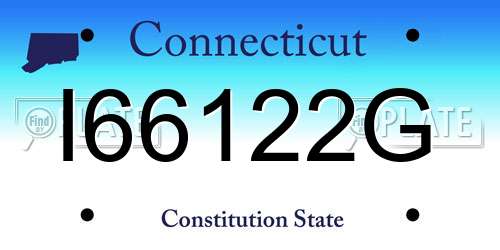 I66122G Connecticut License Plate