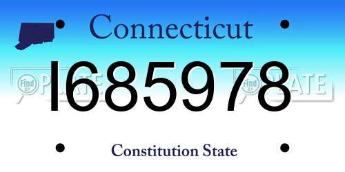 I685978 Connecticut License Plate