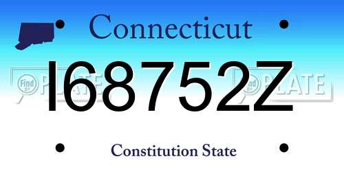I68752Z Connecticut License Plate