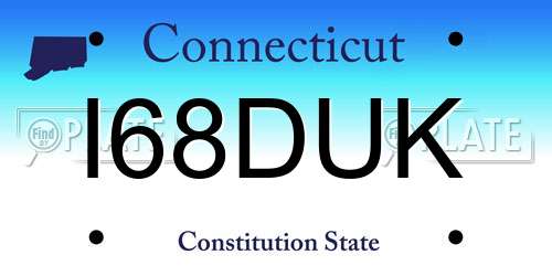 I68DUK Connecticut License Plate