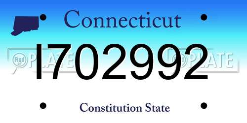 I702992 Connecticut License Plate
