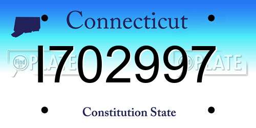 I702997 Connecticut License Plate