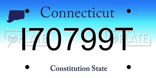 I70799T Connecticut License Plate