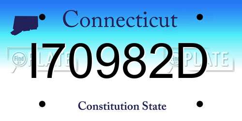 I70982D Connecticut License Plate
