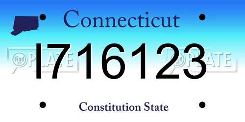 I716123 Connecticut License Plate