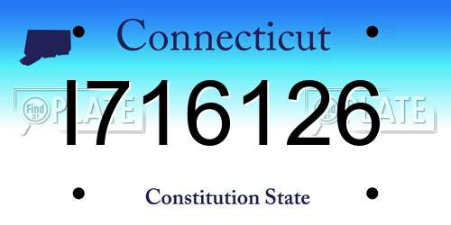 I716126 Connecticut License Plate