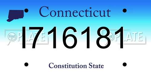 I716181 Connecticut License Plate