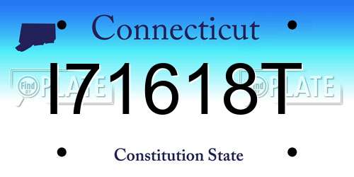 I71618T Connecticut License Plate
