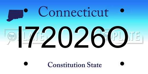 I72026O Connecticut License Plate