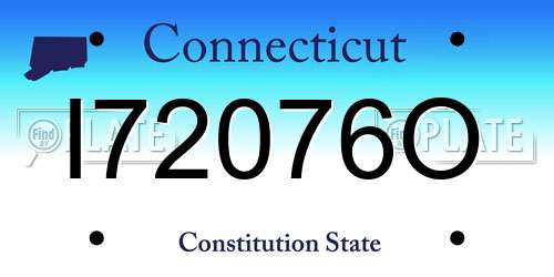 I72076O Connecticut License Plate