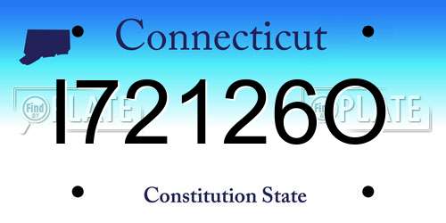 I72126O Connecticut License Plate