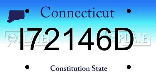 I72146D Connecticut License Plate
