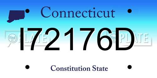I72176D Connecticut License Plate