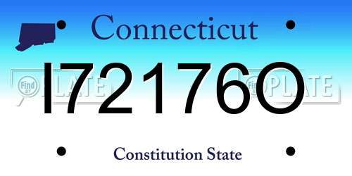 I72176O Connecticut License Plate