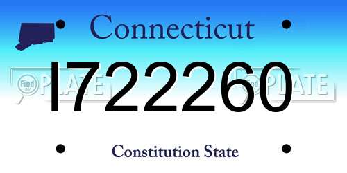 I722260 Connecticut License Plate