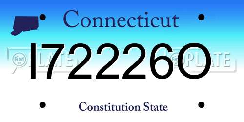 I72226O Connecticut License Plate