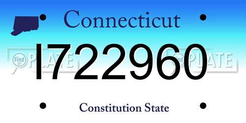 I722960 Connecticut License Plate