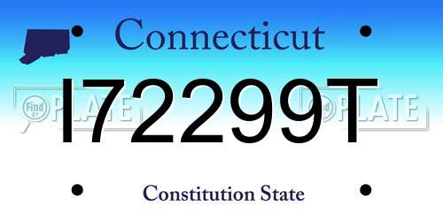 I72299T Connecticut License Plate