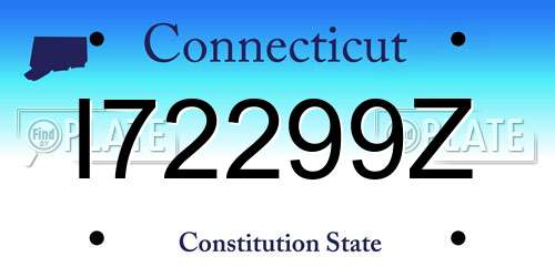 I72299Z Connecticut License Plate