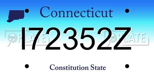 I72352Z Connecticut License Plate