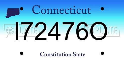 I72476O Connecticut License Plate