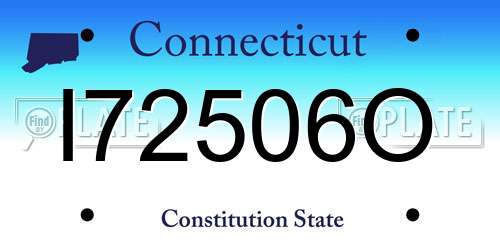 I72506O Connecticut License Plate