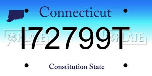 I72799T Connecticut License Plate