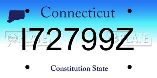I72799Z Connecticut License Plate
