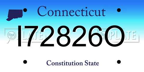 I72826O Connecticut License Plate