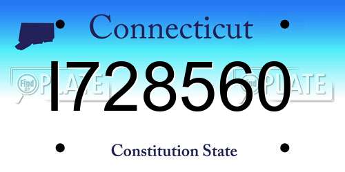 I728560 Connecticut License Plate