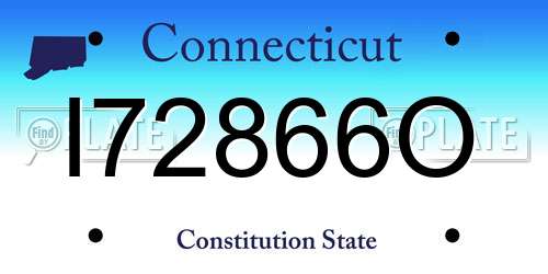 I72866O Connecticut License Plate