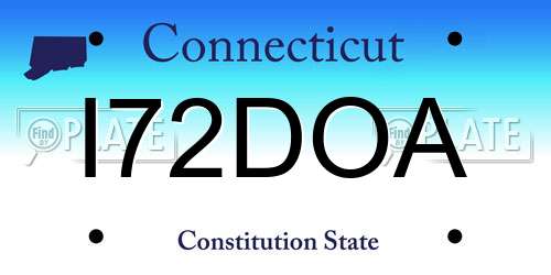 I72DOA Connecticut License Plate