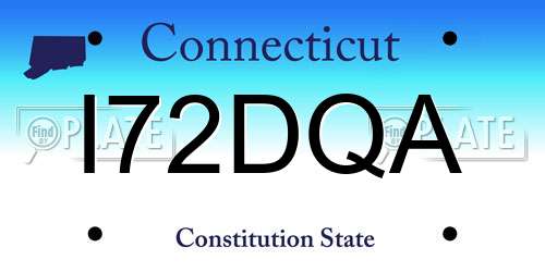 I72DQA Connecticut License Plate