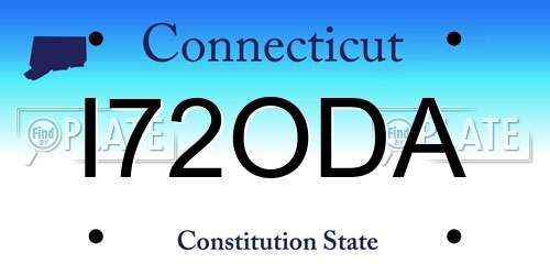 I72ODA Connecticut License Plate