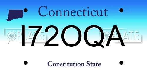 I72OQA Connecticut License Plate