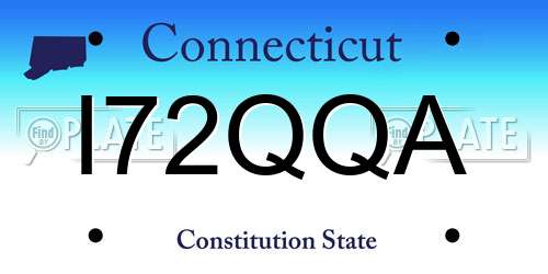 I72QQA Connecticut License Plate