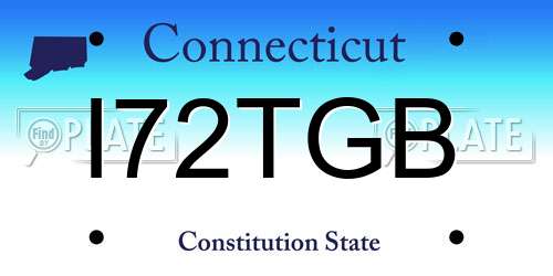 I72TGB Connecticut License Plate