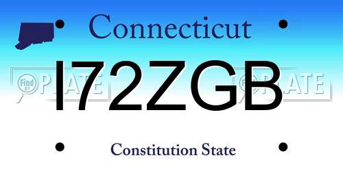 I72ZGB Connecticut License Plate